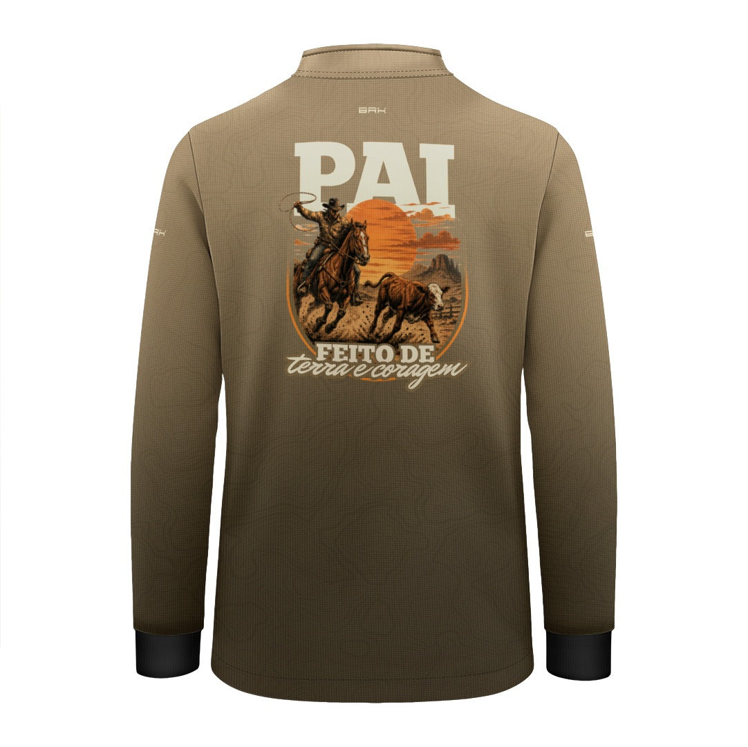 Camisa Infantil Dia dos Pais Pai Feito de Terra e Coragem com UV50