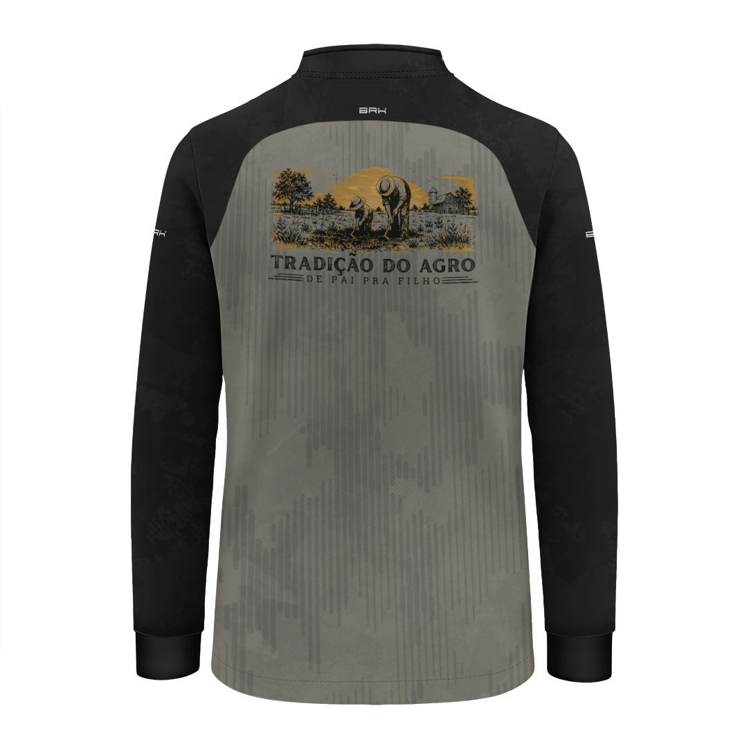 Camisa Infantil Dia dos Pais Tradição do Agro Cinza com UV50