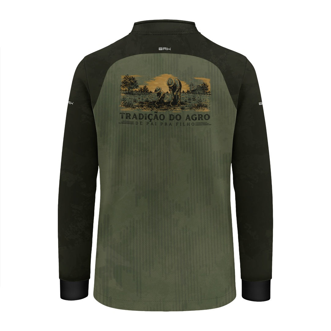 Camisa Infantil Dia dos Pais Tradição do Agro Verde com UV50