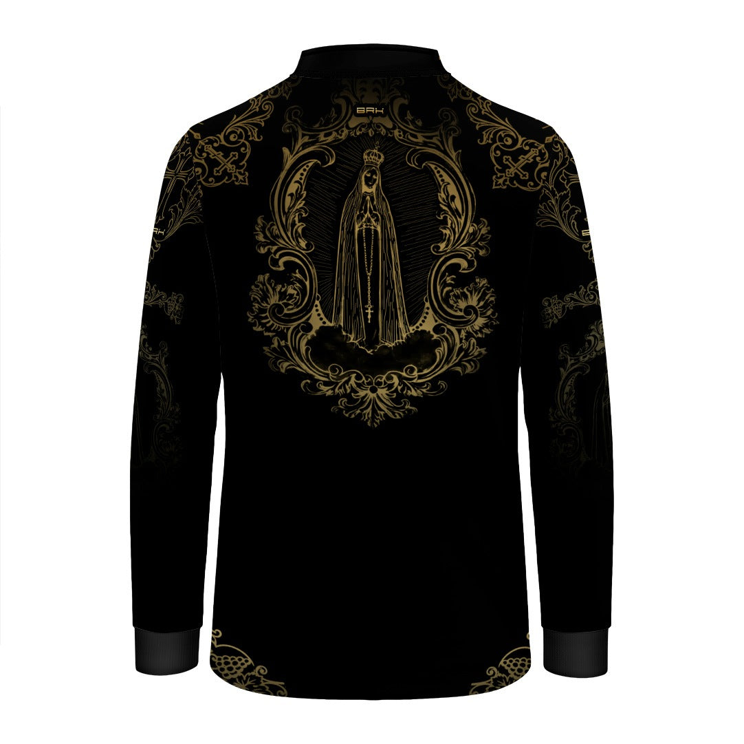 Camisa Infantil Nossa Senhora Floral Dourada com UV50