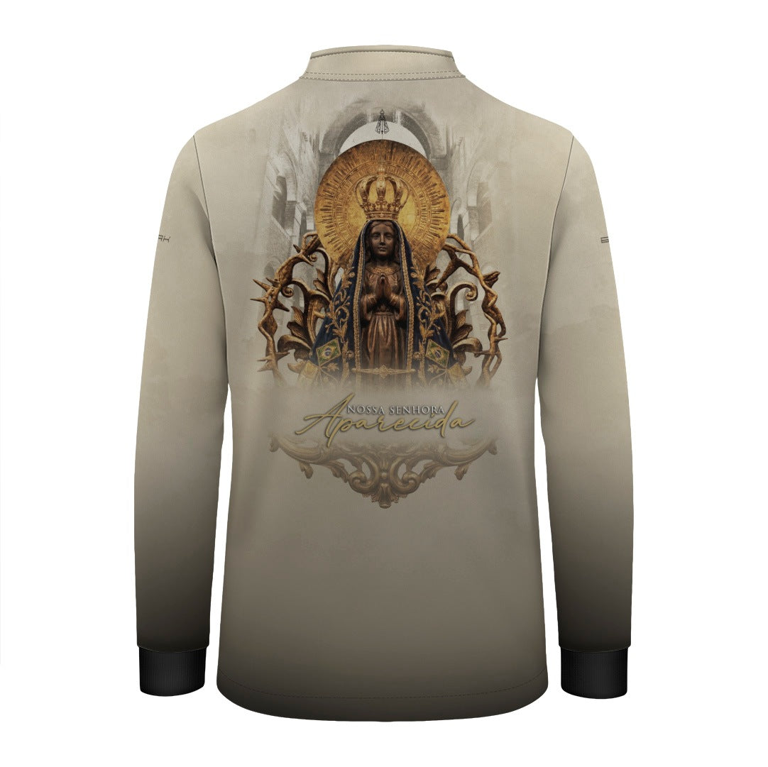 Camisa Infantil Nossa Senhora Aparecida Clássica Bege com UV50