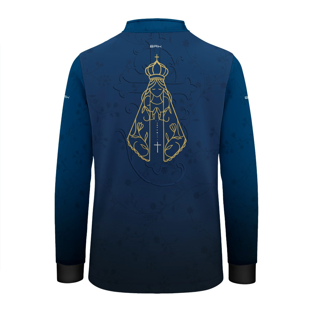 Camisa Infantil Nossa Senhora Aparecida Mãe Padroeira Azul com UV50