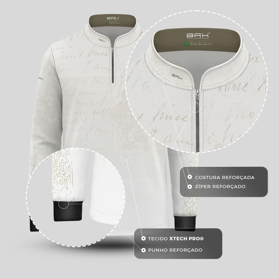 Camisa Infantil Nossa Senhora Aparecida Oração Branco com UV50