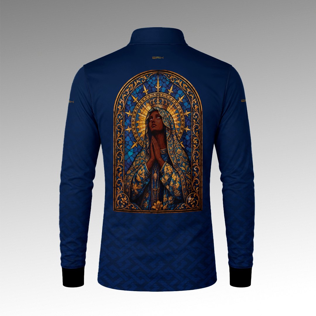 Camisa Brk Nossa Senhora Aparecida Vitral Azul com Proteção Solar UV50+