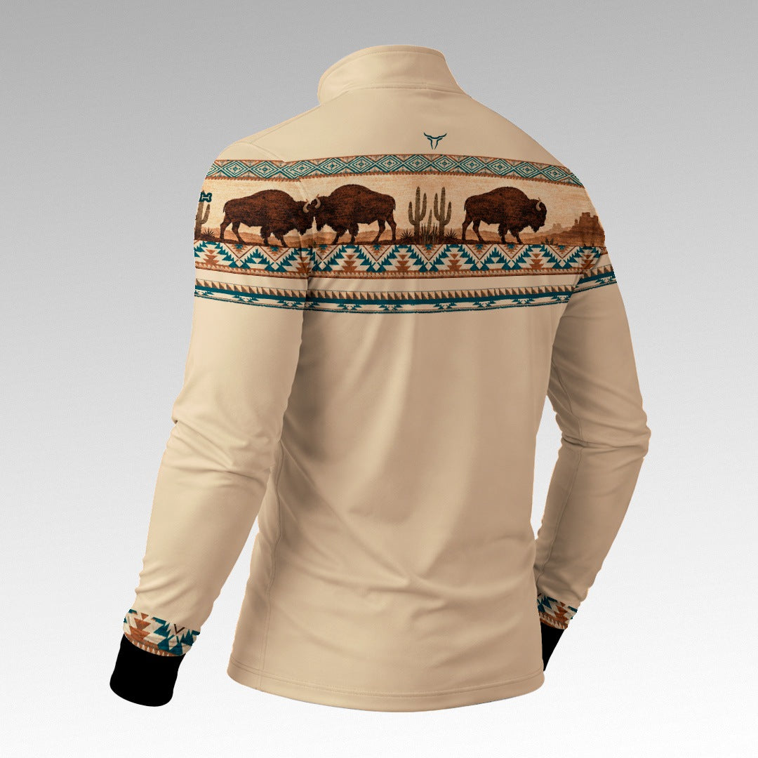 Camisa Búfalos Bege Apache com UV50 - Brk Agro