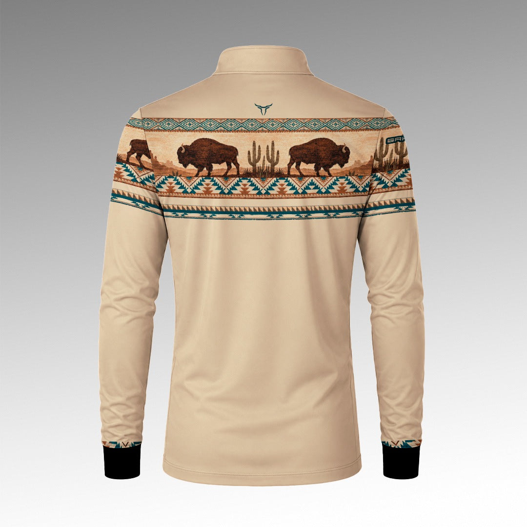 Camisa Búfalos Bege Apache com UV50 - Brk Agro