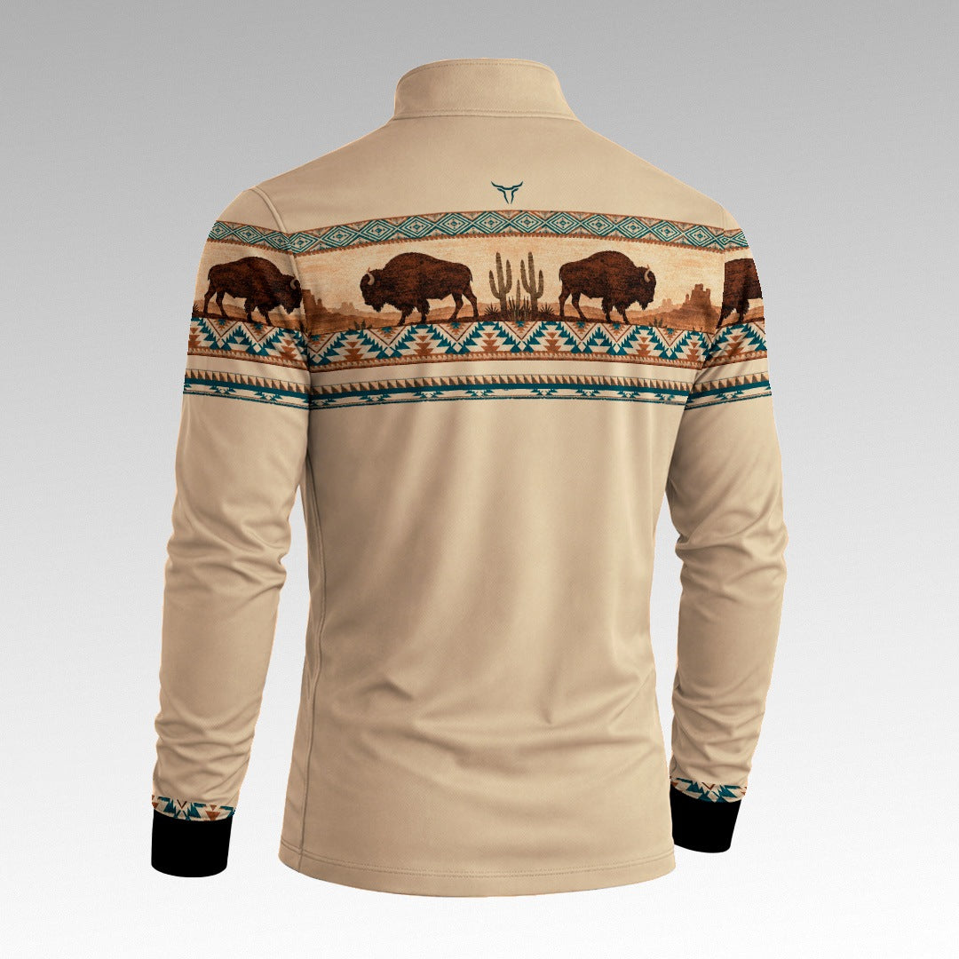 Camisa Búfalos Bege Apache com UV50 - Brk Agro