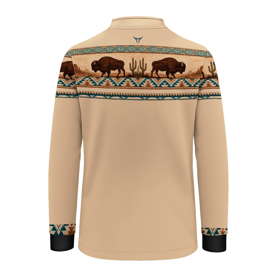 Camisa Infantil Búfalos Bege Apache com UV50
