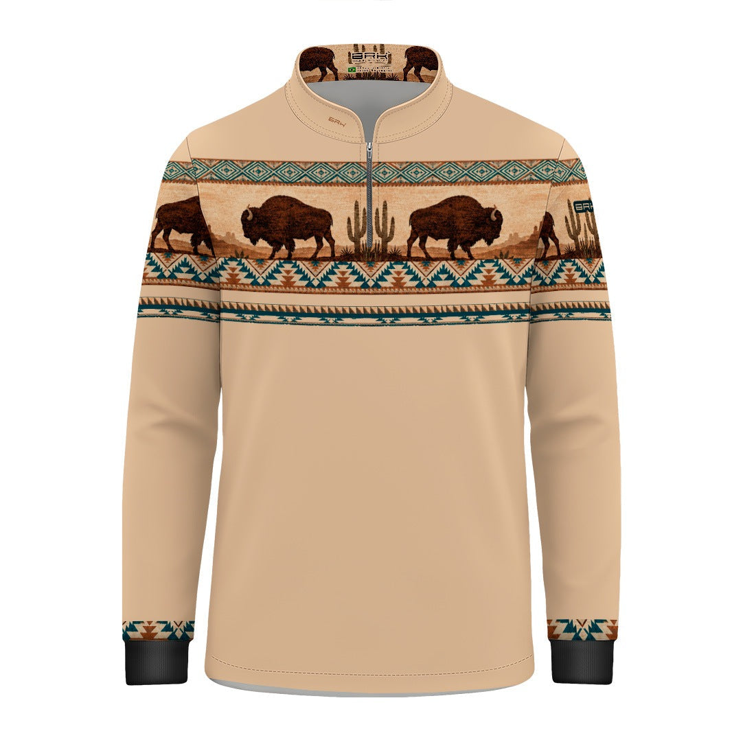 Camisa Infantil Búfalos Bege Apache com UV50 - Brk Agro