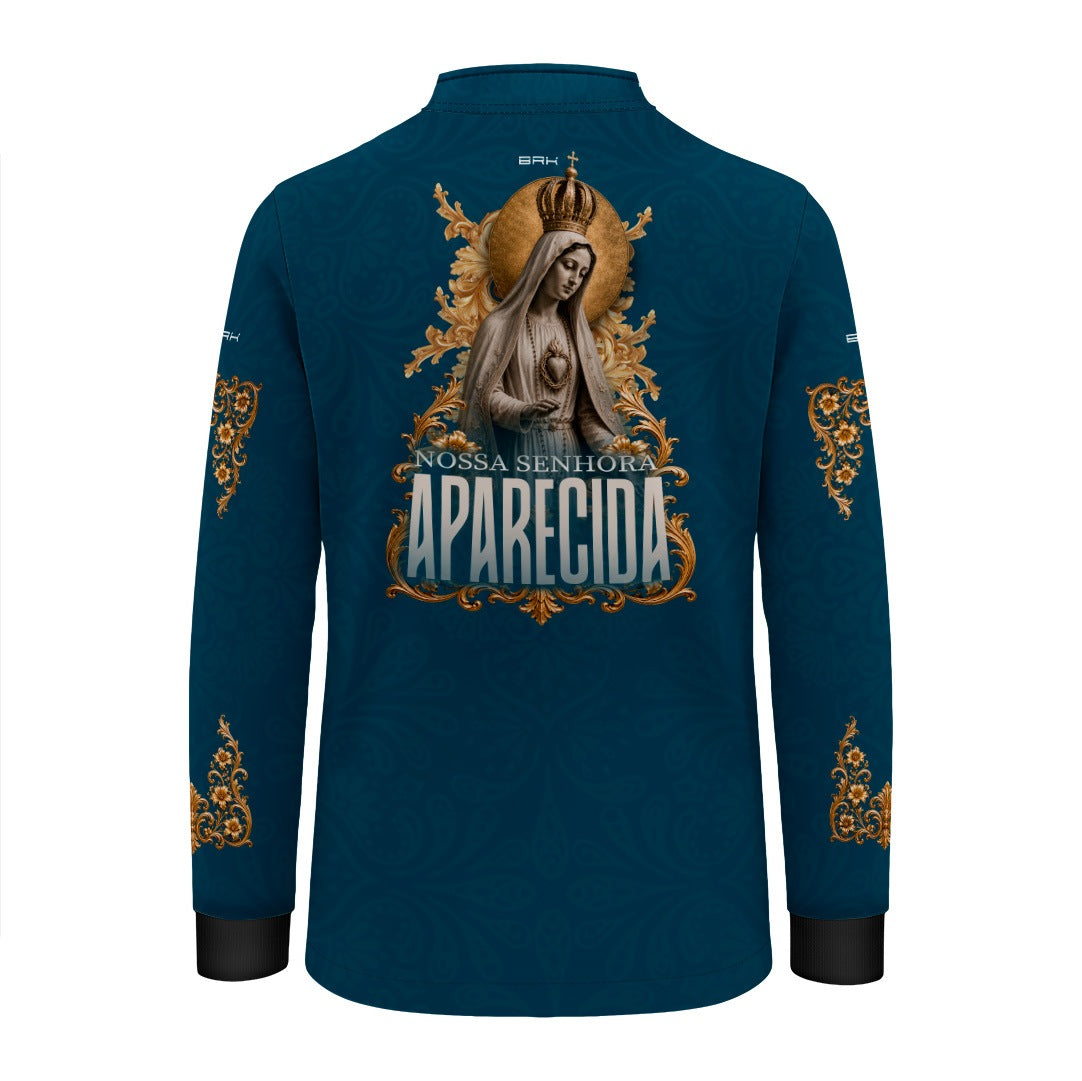 Camisa Infantil Nossa Senhora Aparecida Azul Petróleo com UV50