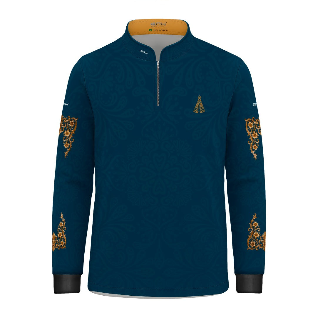 Camisa Infantil Nossa Senhora Aparecida Azul Petróleo com UV50