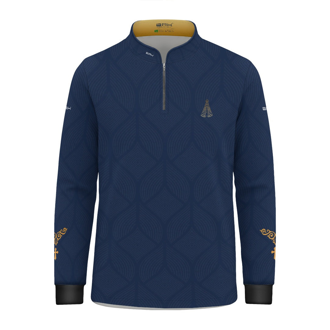 Camisa Infantil Nossa Senhora Aparecida Medalha Azul com UV50