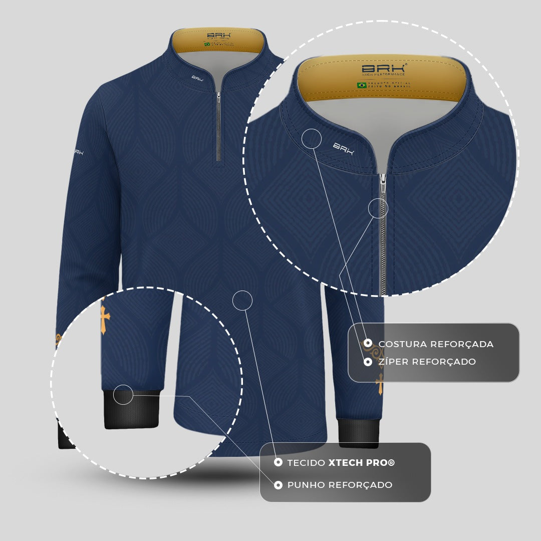 Camisa Infantil Nossa Senhora Aparecida Medalha Azul com UV50