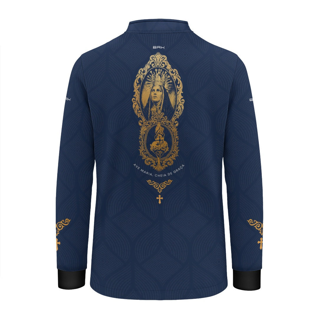 Camisa Infantil Nossa Senhora Aparecida Medalha Azul com UV50