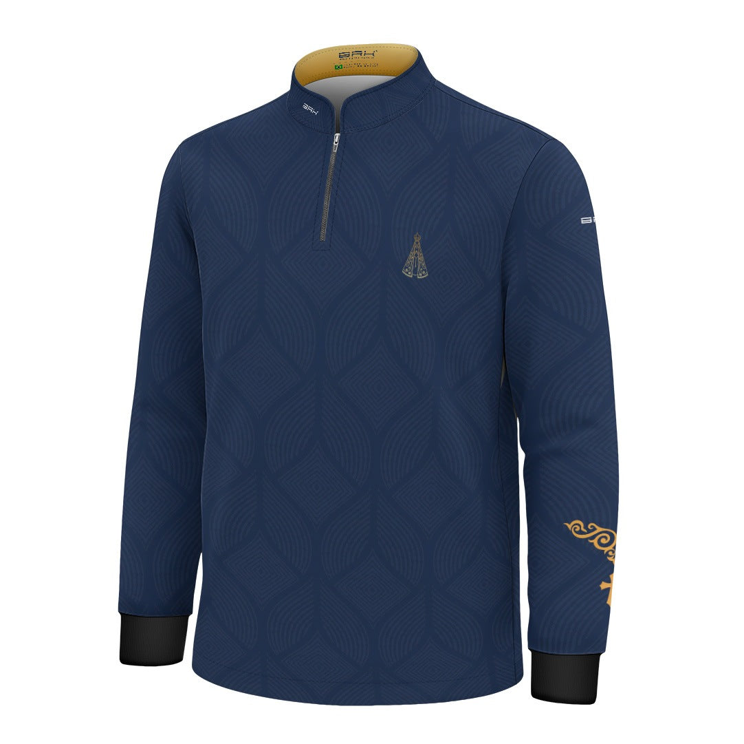 Camisa Infantil Nossa Senhora Aparecida Medalha Azul com UV50