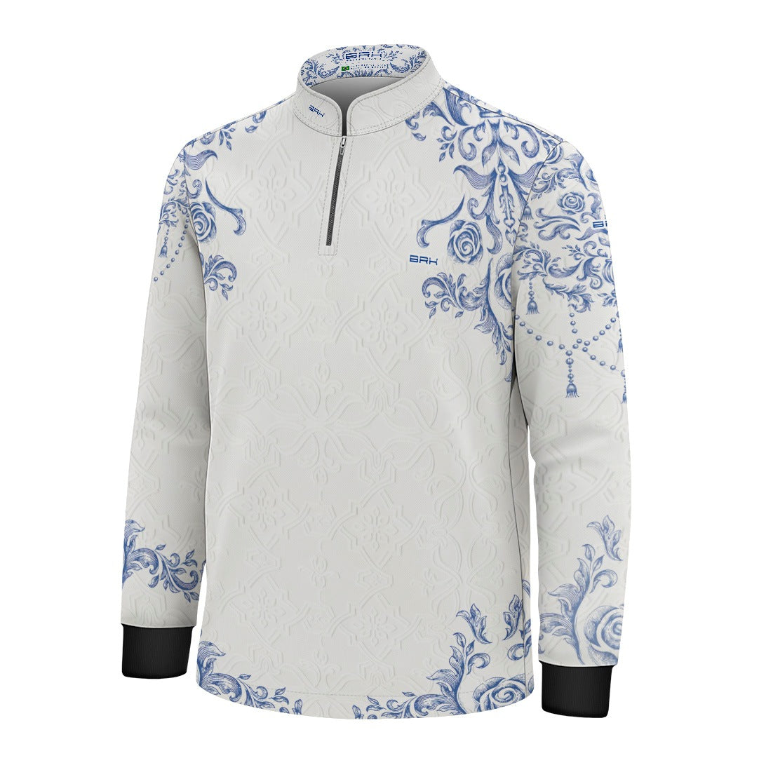 Camisa Infantil Nossa Senhora Aparecida Portuguesa Branco e Azul com UV50