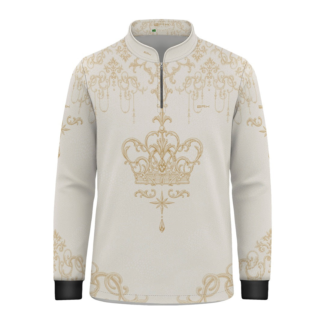 Camisa Infantil Nossa Senhora Aparecida Rainha Creme e Dourado com UV50