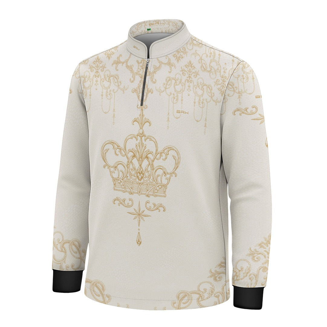 Camisa Infantil Nossa Senhora Aparecida Rainha Creme e Dourado com UV50