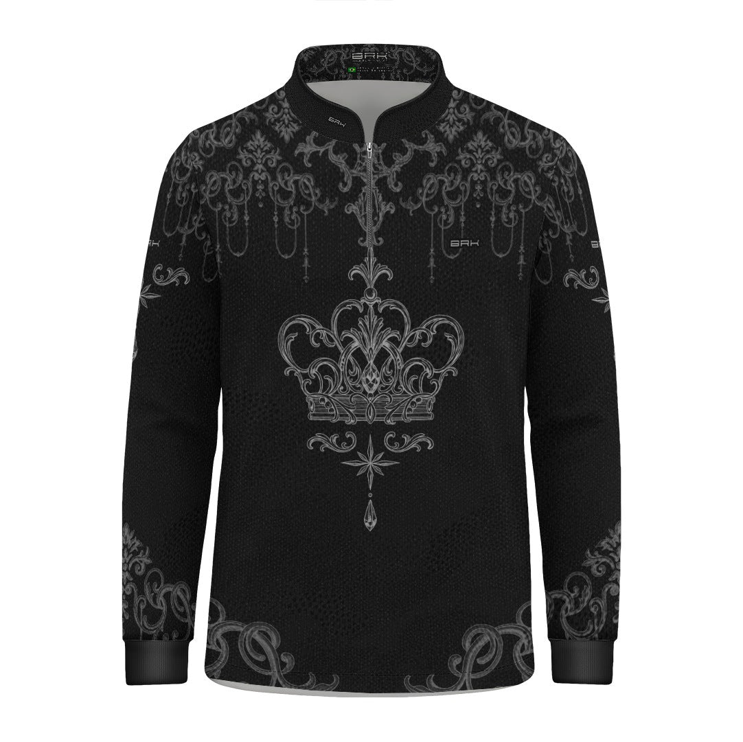 Camisa Infantil Nossa Senhora Aparecida Rainha Preto e Prata com UV50