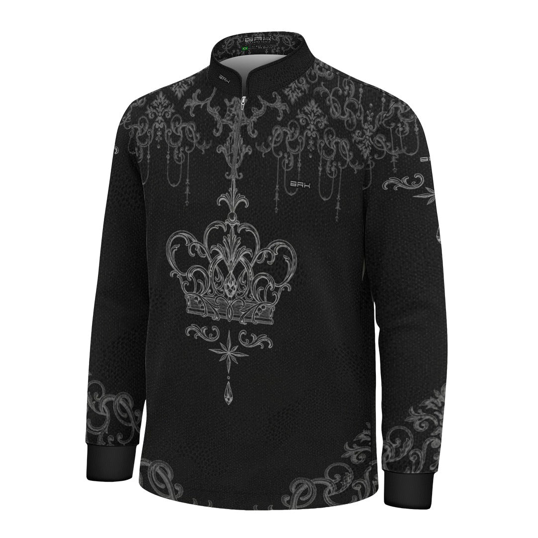Camisa Infantil Nossa Senhora Aparecida Rainha Preto e Prata com UV50