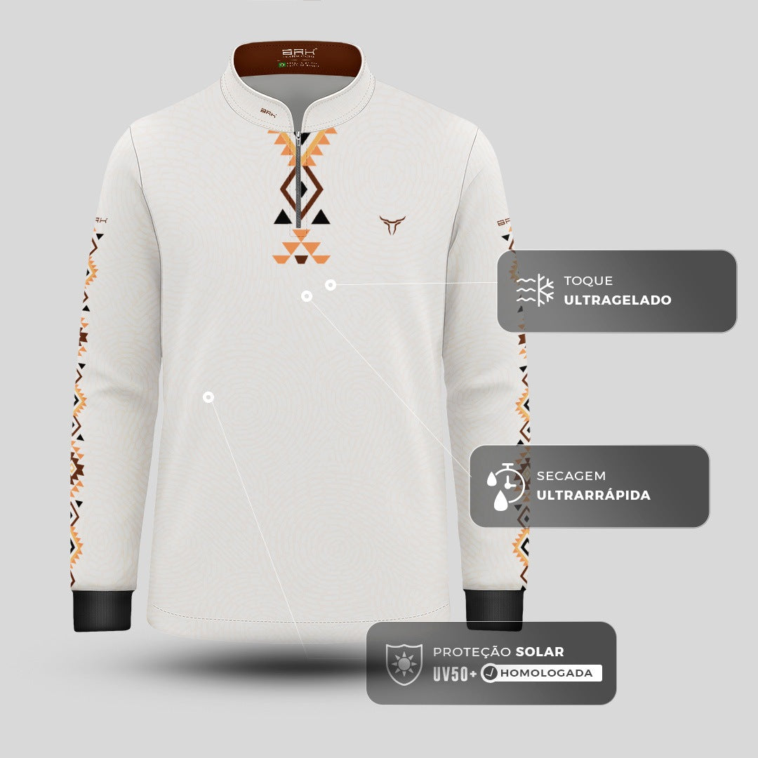 Camisa Infantil Branca Longhorn Apache com UV50 - Brk Agro