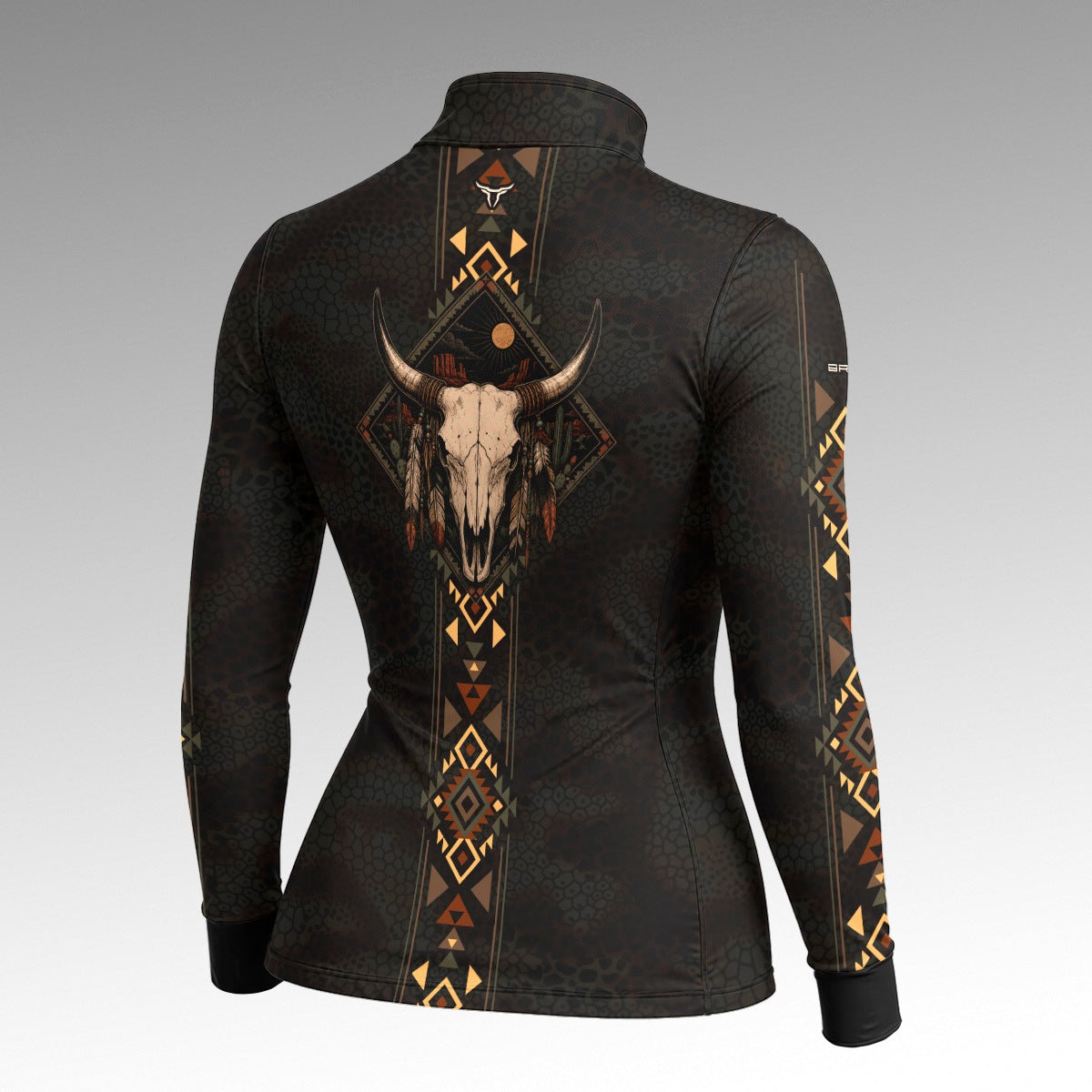 Camisa Feminina Preta Longhorn Apache com UV50 - Brk Agro
