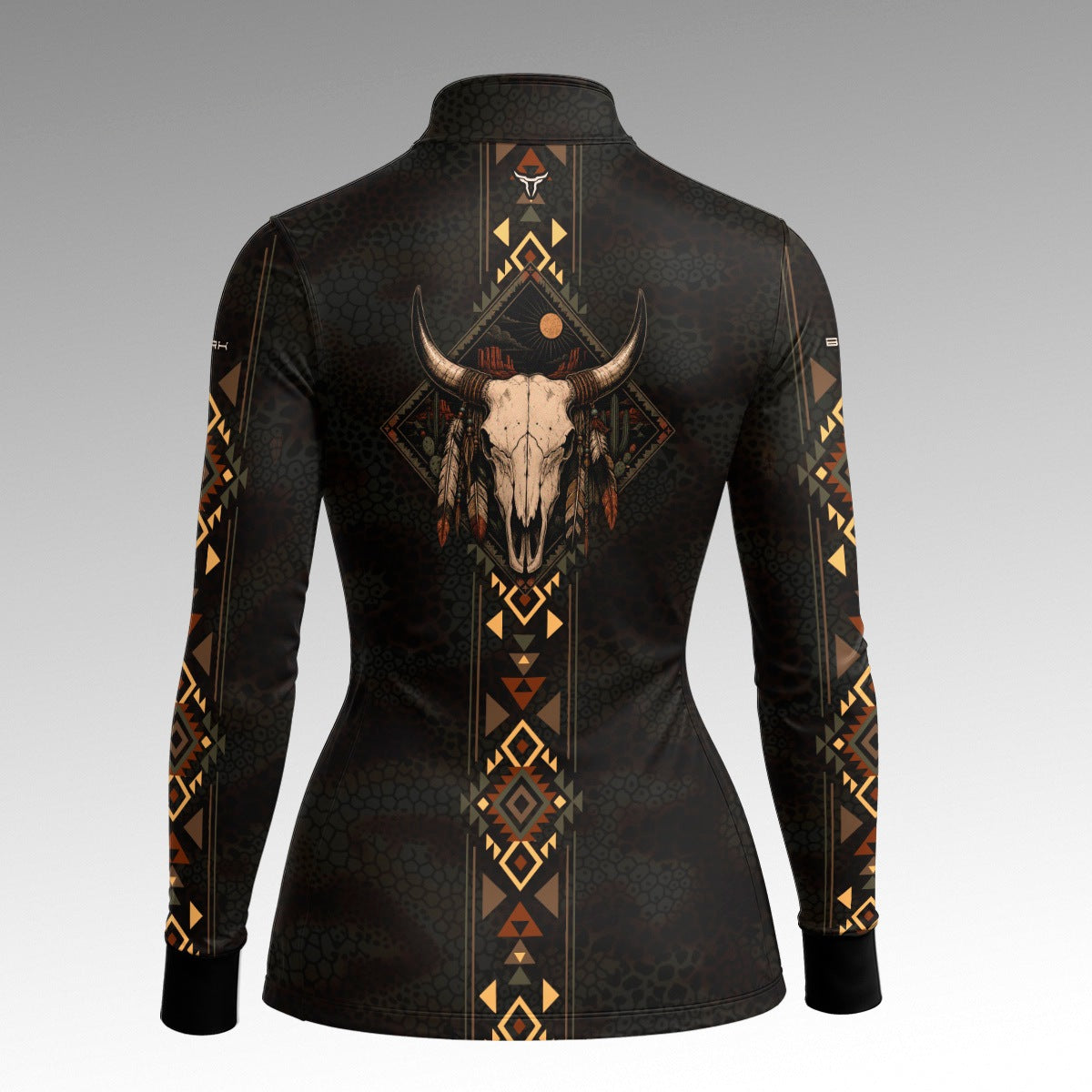 Camisa Feminina Preta Longhorn Apache com UV50