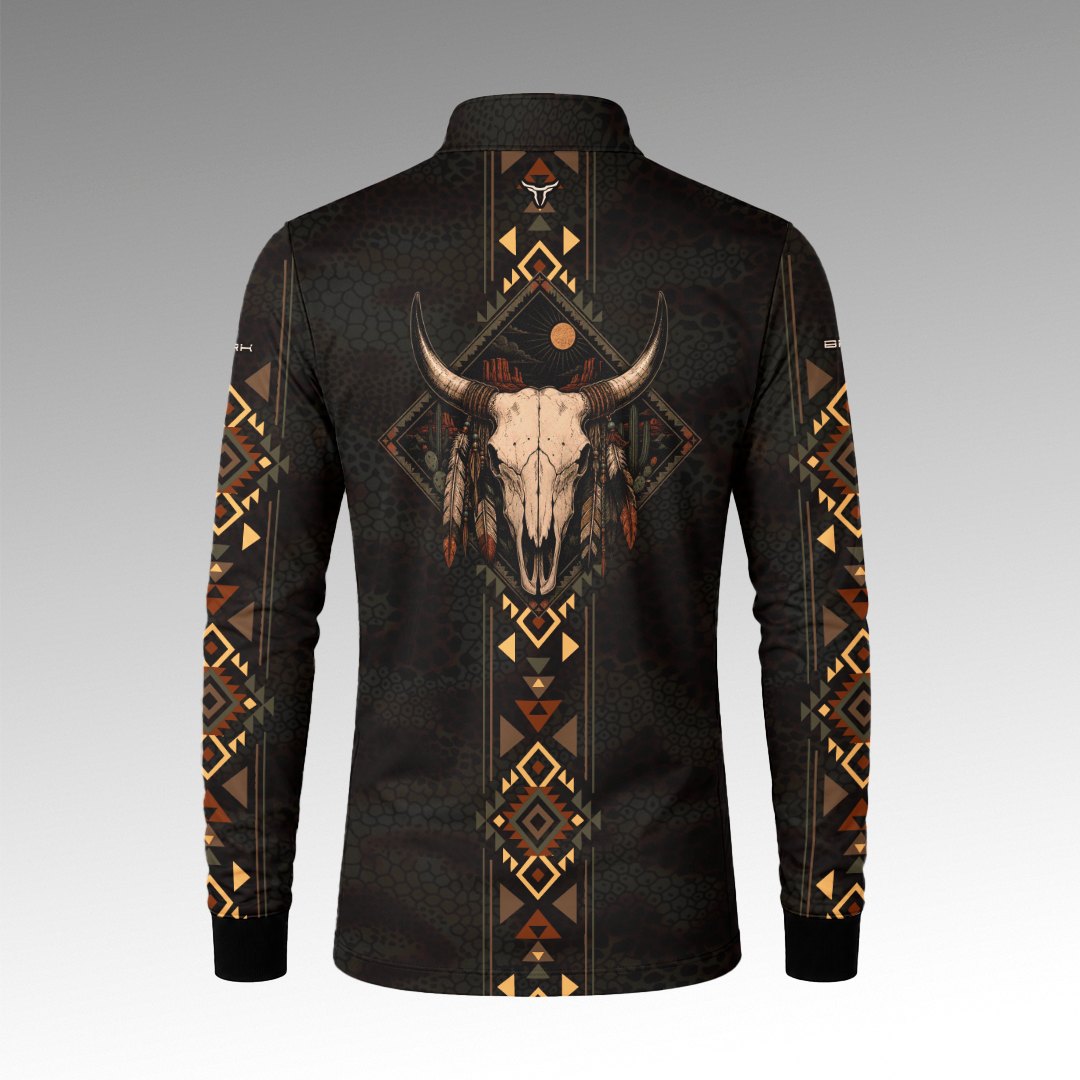 Camisa Apache Preta Longhorn com UV50 - Brk Agro