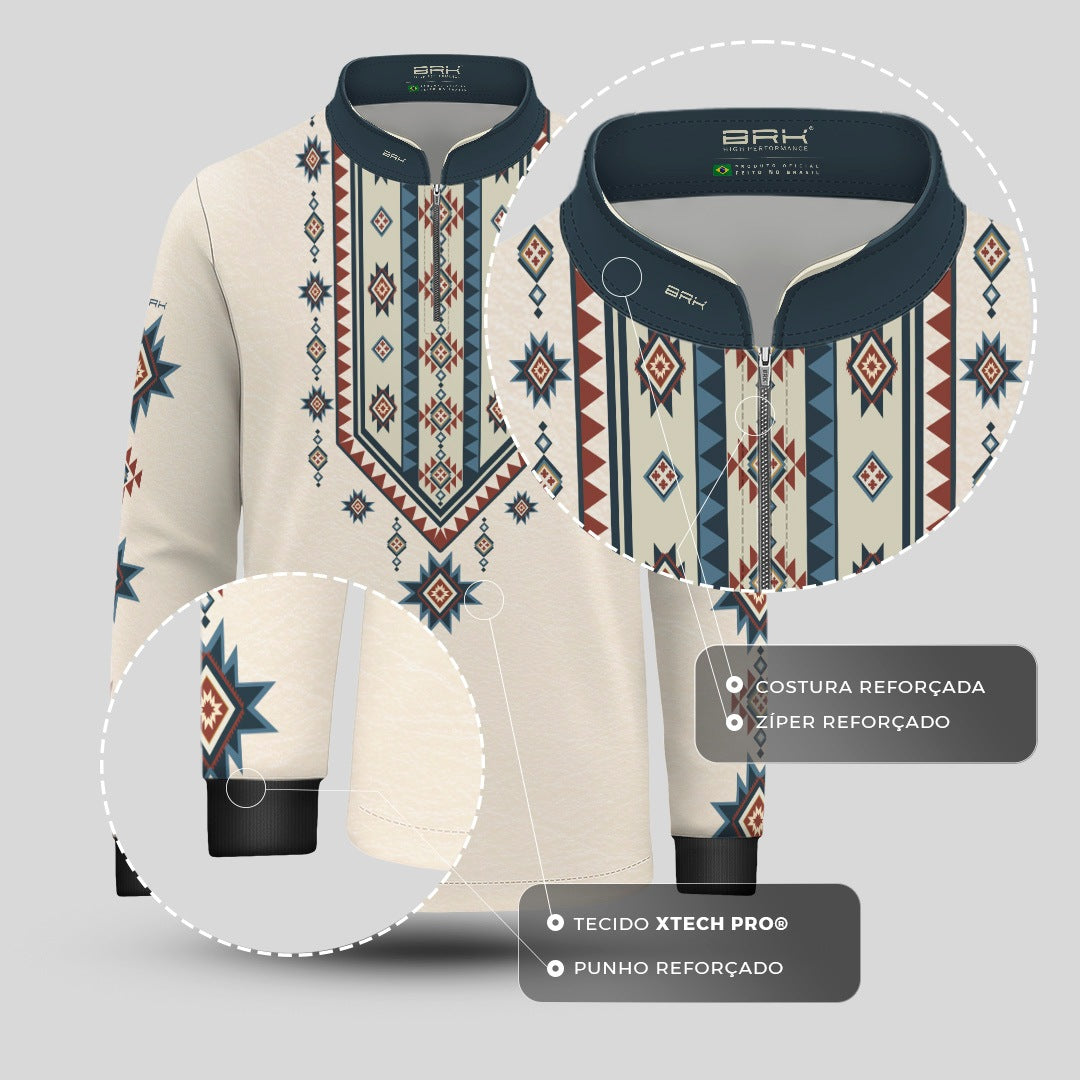 Camisa Infantil Longhorn Apache Branca com UV50 - Brk Agro