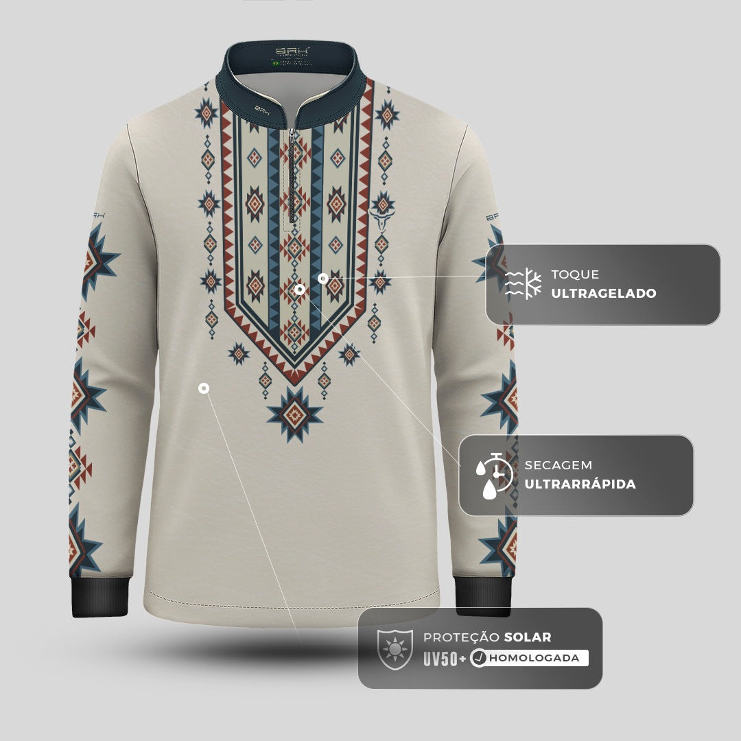 Camisa Infantil Longhorn Apache Branca com UV50 - Brk Agro