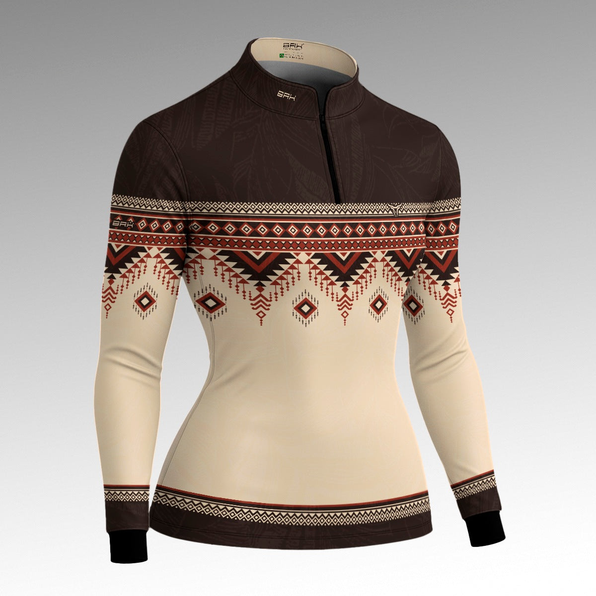 Camisa Feminina Marrom e Creme Apache com UV50
