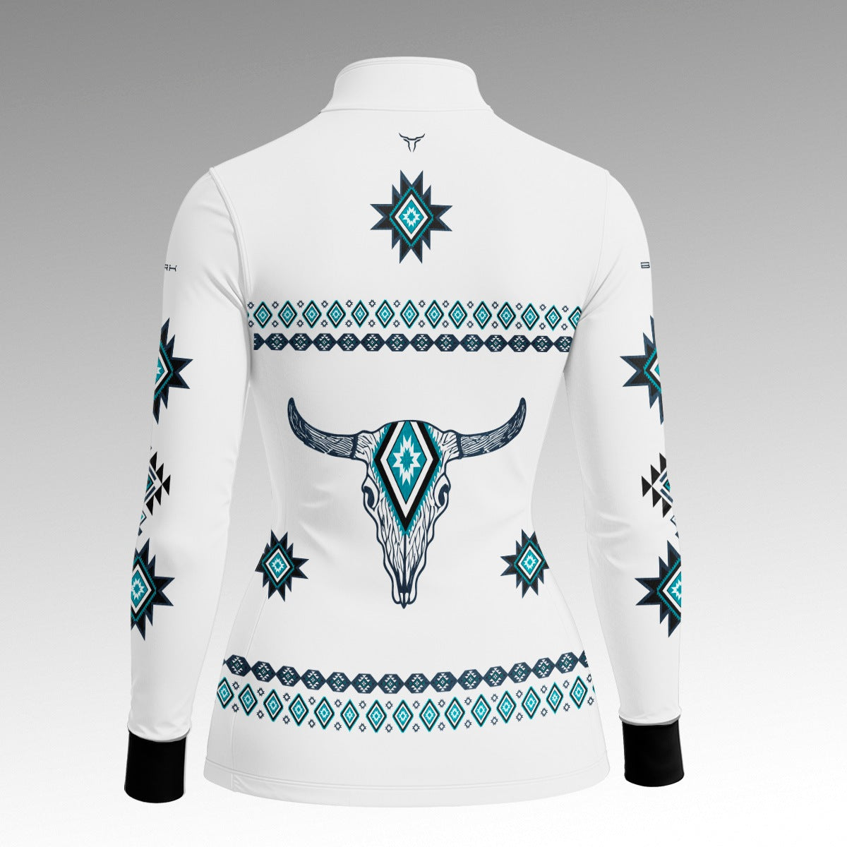 Camisa Feminina Longhorn Apache Azul e Branco com UV50