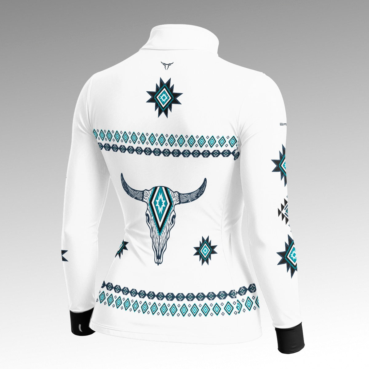 Camisa Feminina Longhorn Apache Azul e Branco com UV50 - Brk Agro