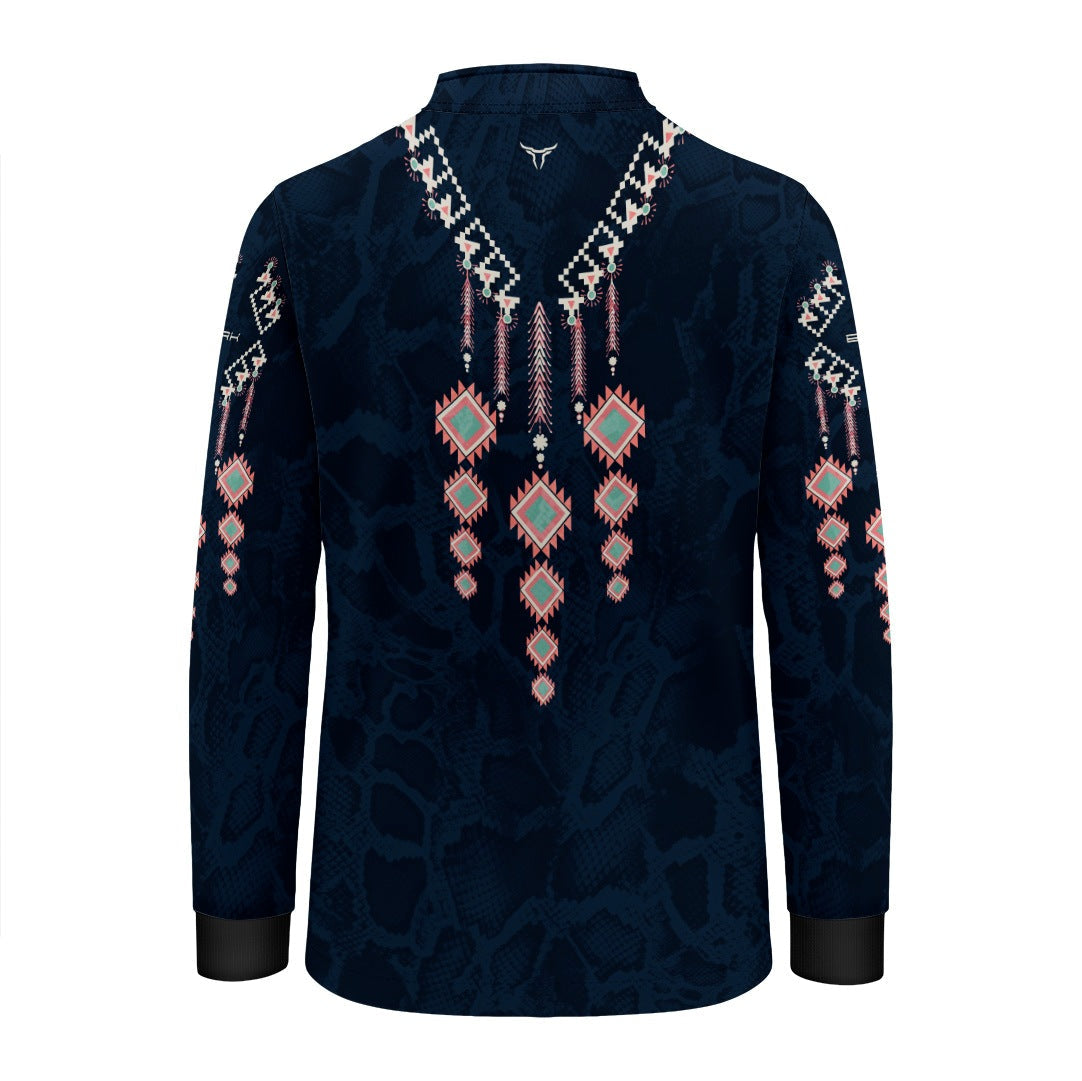 Camisa Infantil Azul Escuro Colar Apache com UV50