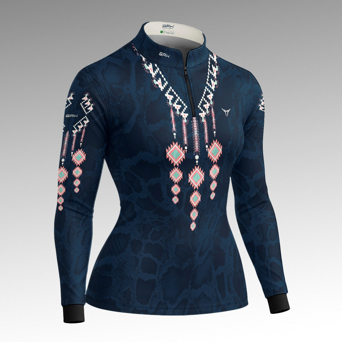 Camisa Feminina Azul Escuro Colar Apache com UV50