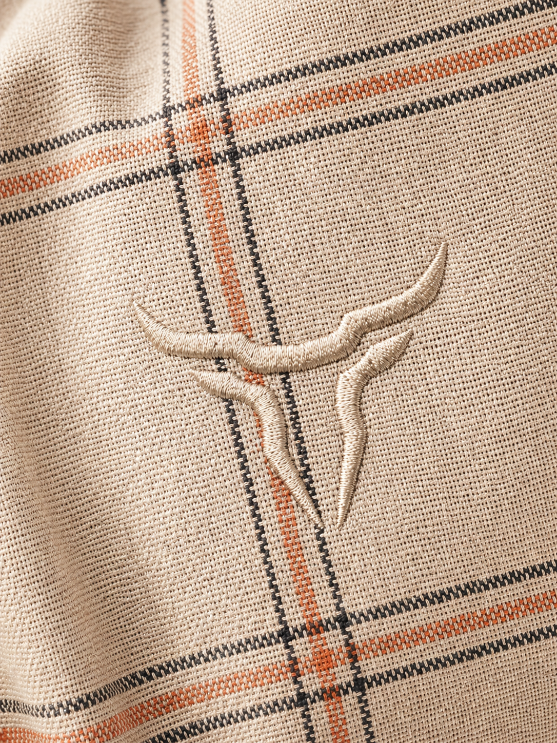Camisa Feminina Brk  M/L Ranch Bege e Laranja