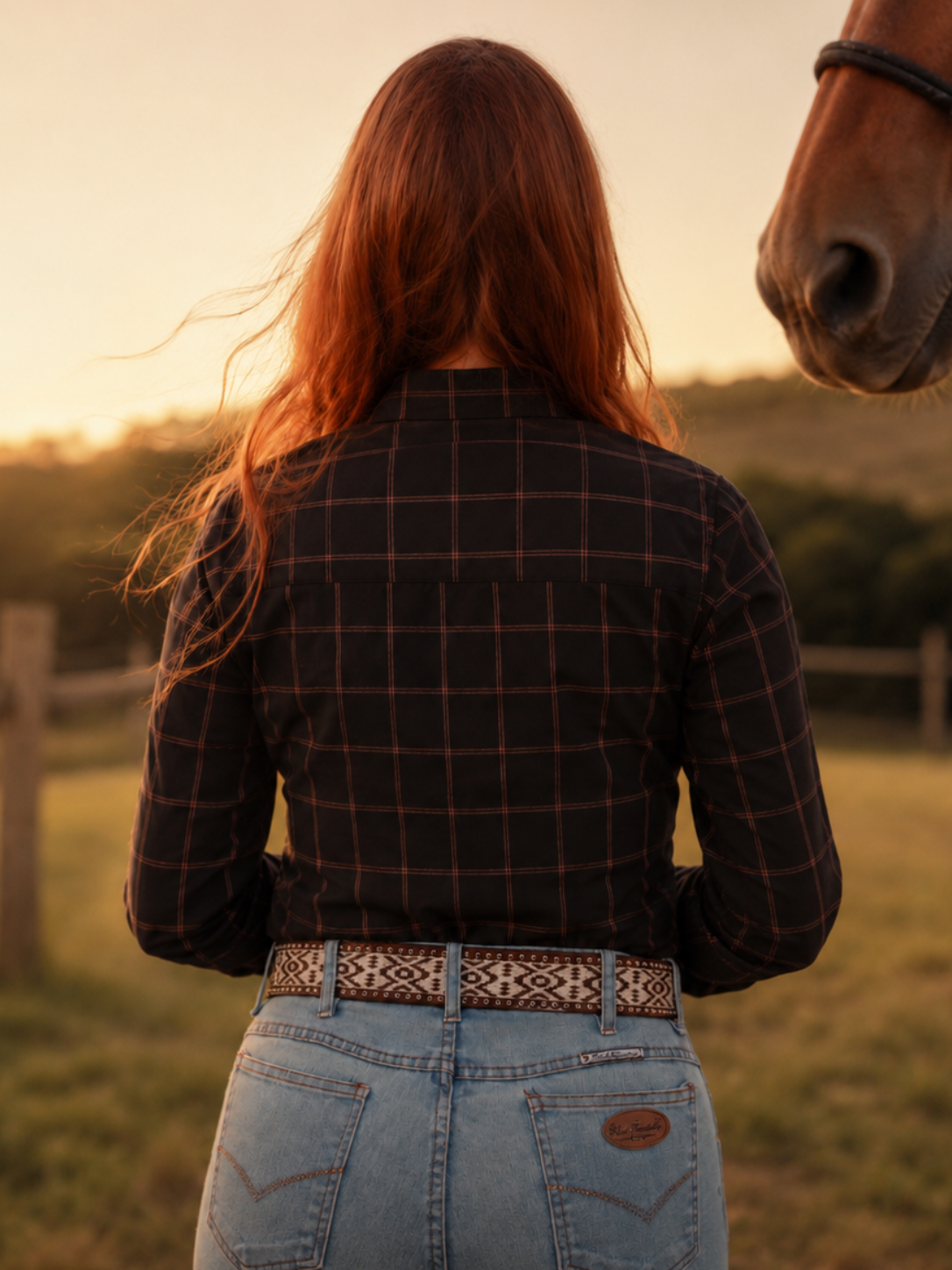 Camisa Feminina BRK M/L Ranch Preto/Marrom