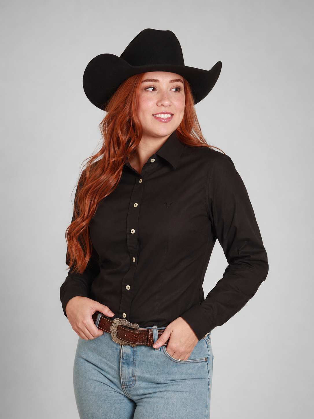 Camisa Xadrez Feminina Classic Preto - Manga Longa - Brk Agro