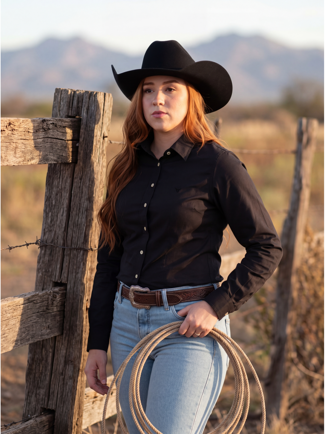 Camisa Xadrez Feminina Classic Preto - Manga Longa - Brk Agro