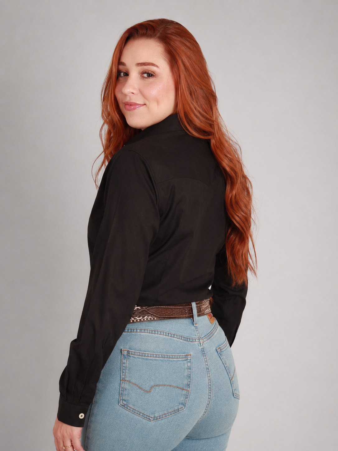 Camisa Xadrez Feminina Classic Preto - Manga Longa - Brk Agro