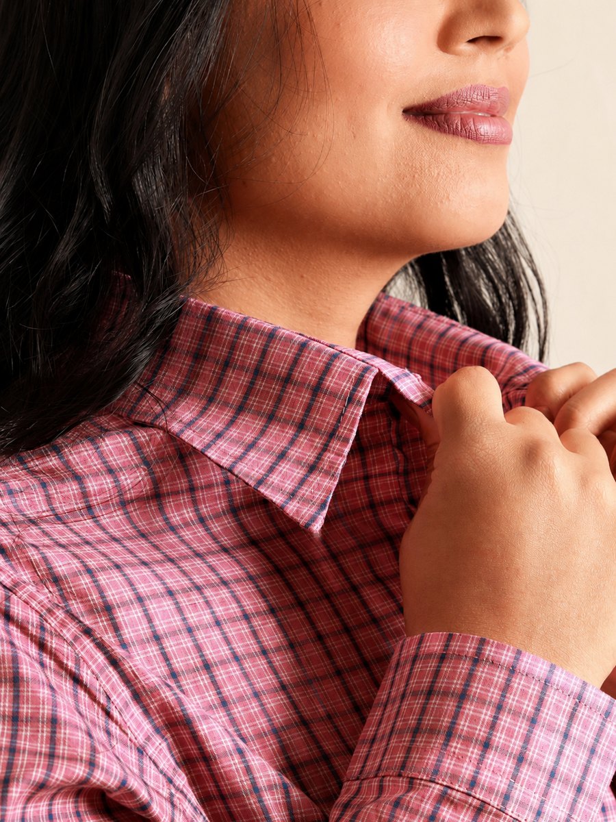 Camisa Feminina BRK M/L Western Rosa Chiclete