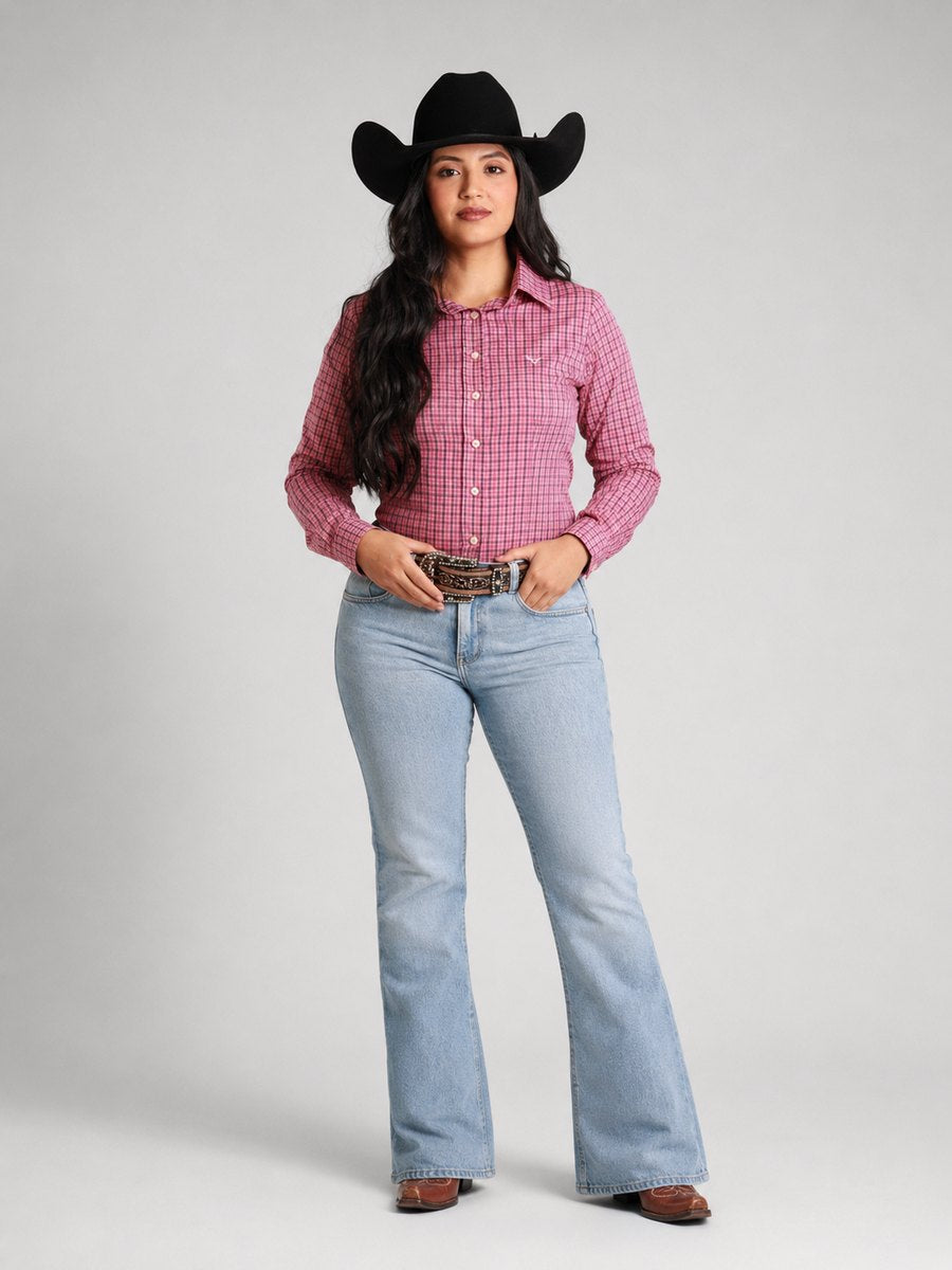 Camisa Feminina BRK M/L Western Rosa Chiclete