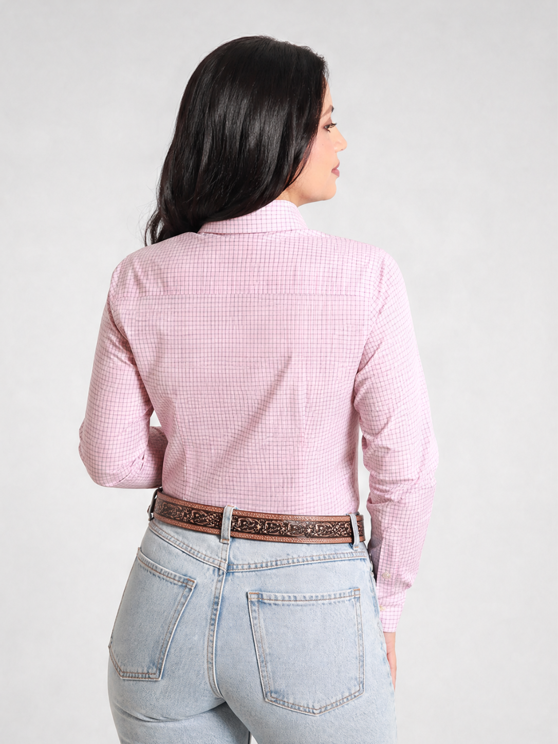 Camisa Feminina BRK M/L Western Rosa Claro