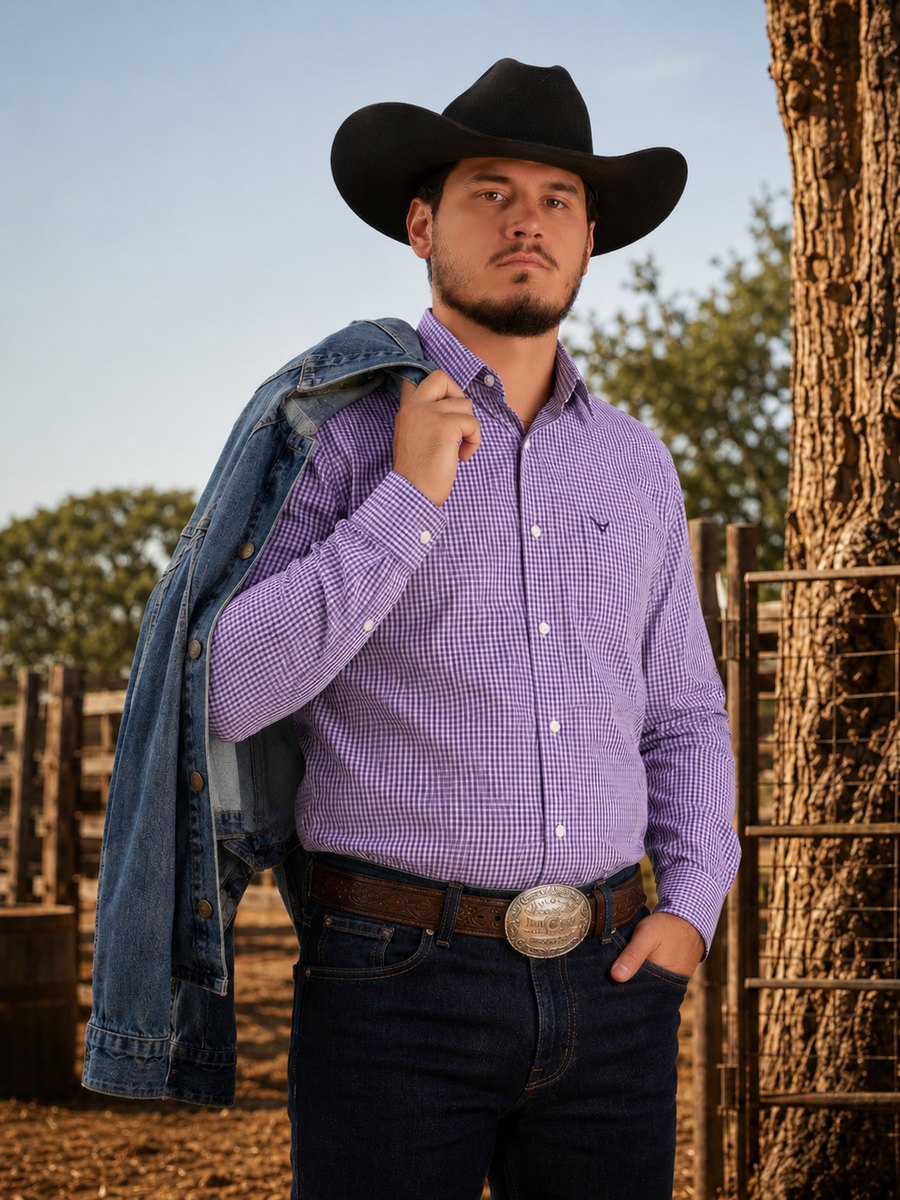 Camisa  BRK M/L Western Rosa