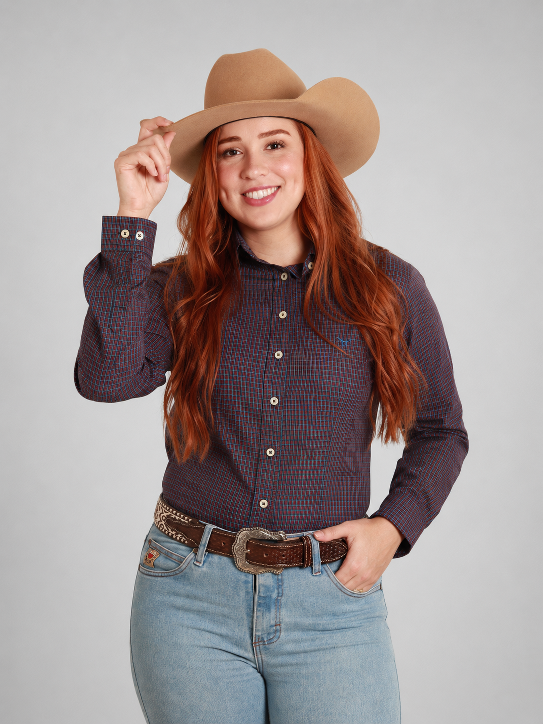 Camisa Feminina BRK M/L Western Roxo