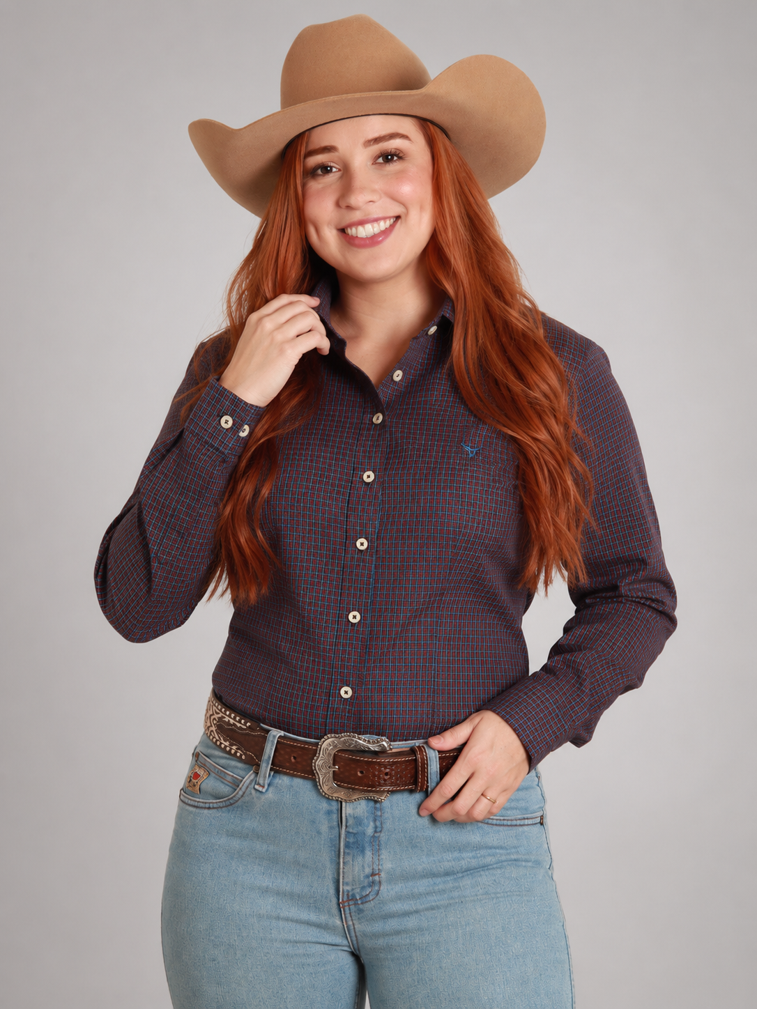 Camisa Feminina BRK M/L Western Roxo