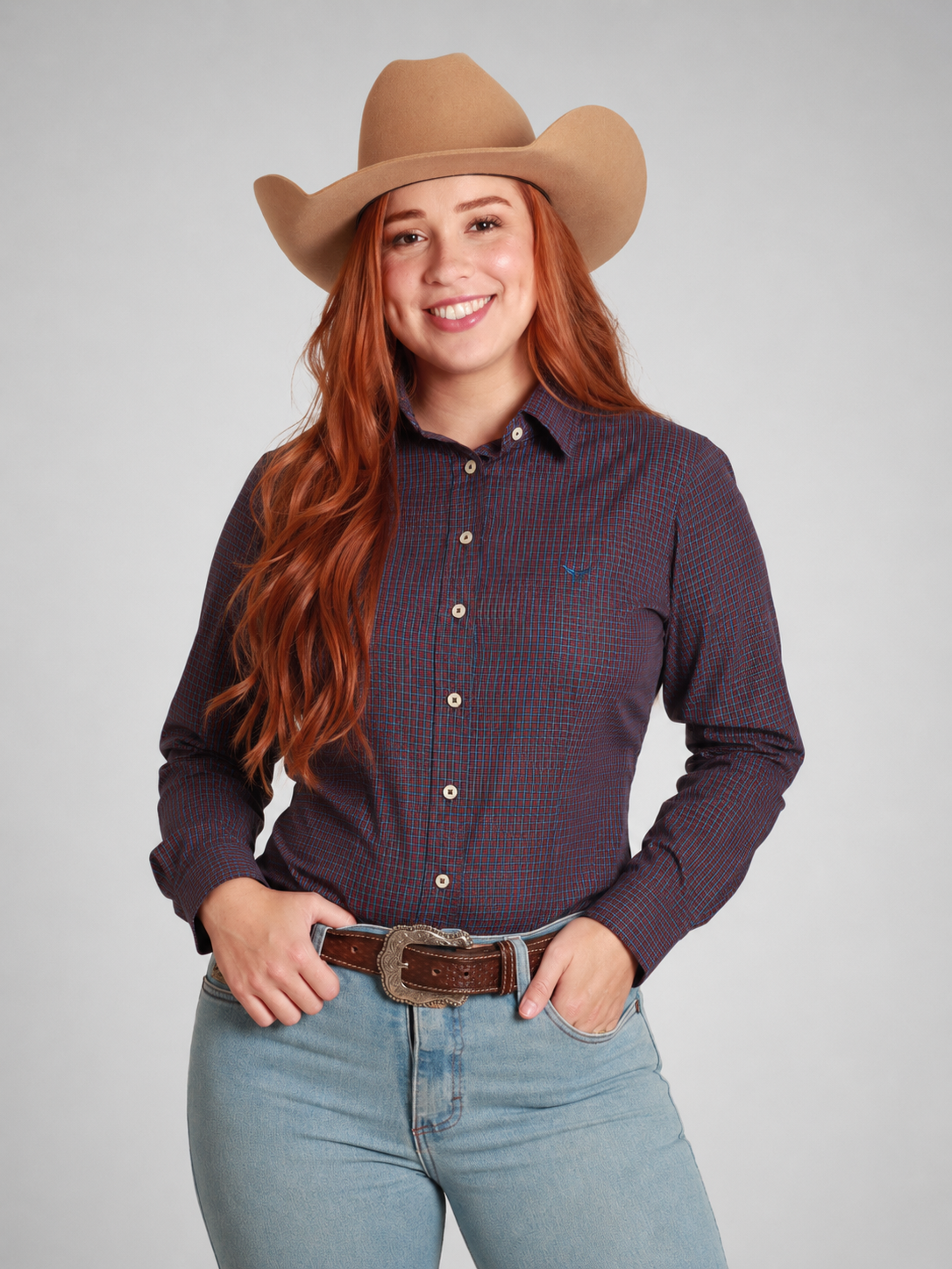 Camisa Feminina BRK M/L Western Roxo