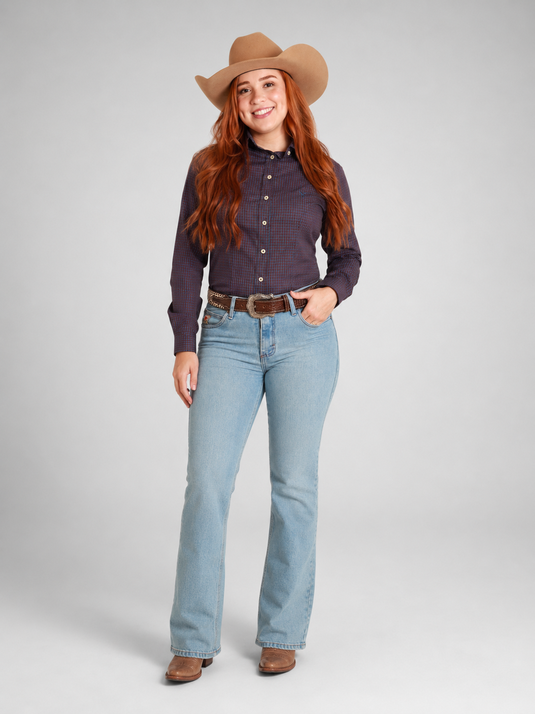 Camisa Feminina BRK M/L Western Roxo