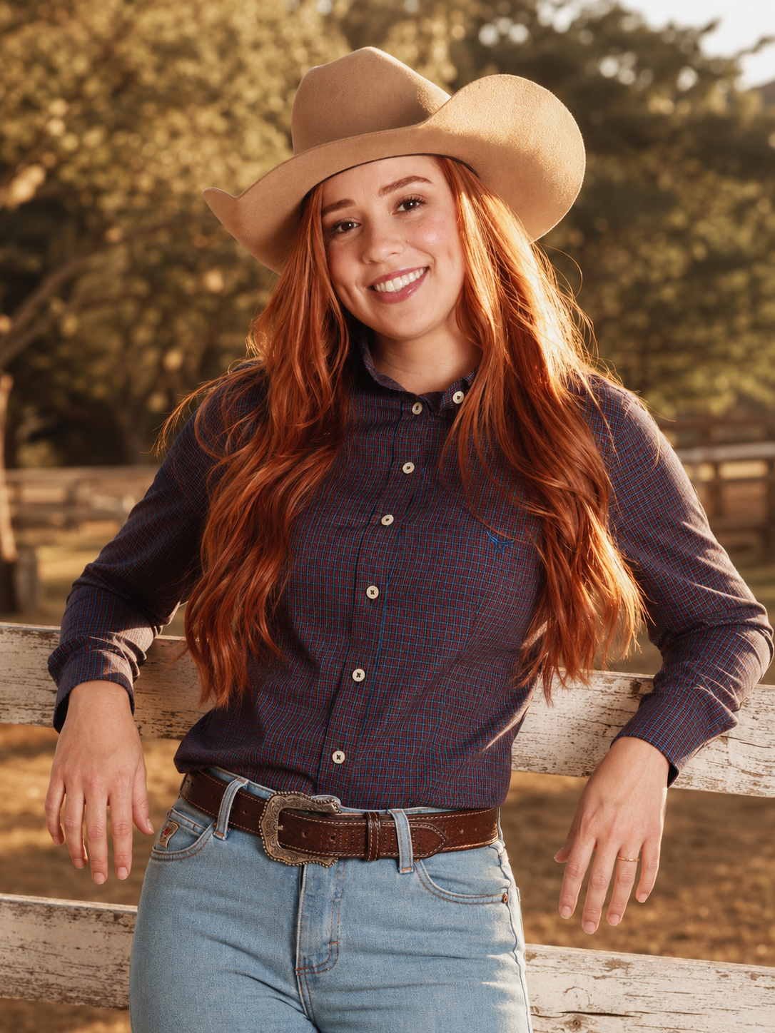Camisa Feminina BRK M/L Western Roxo