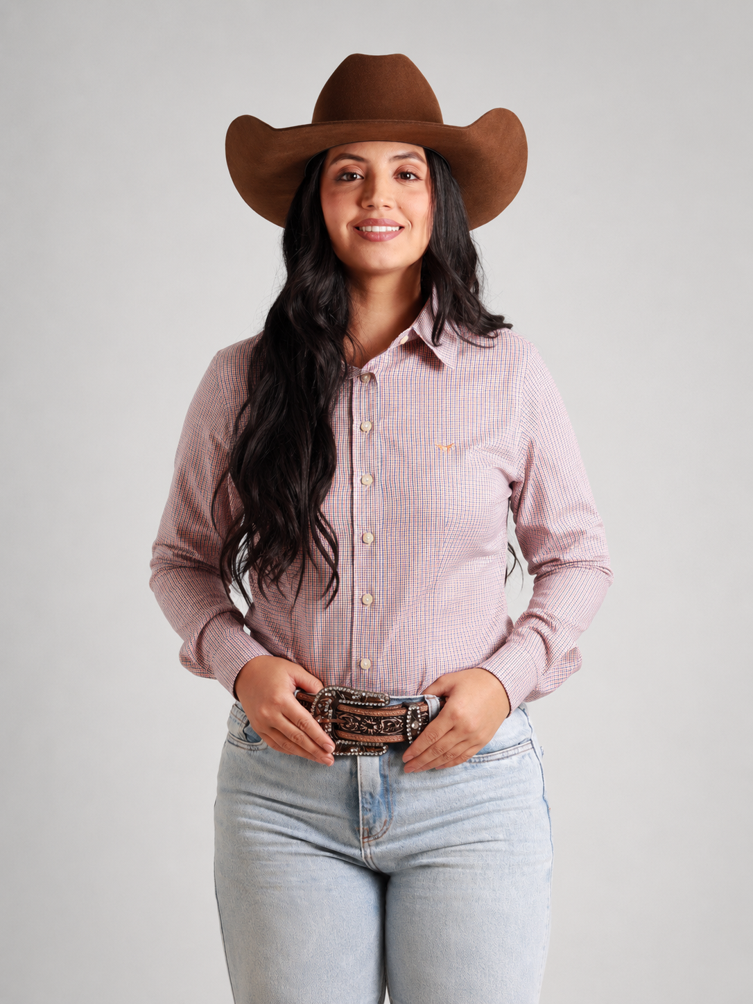 Camisa Feminina BRK M/L Western Salmao